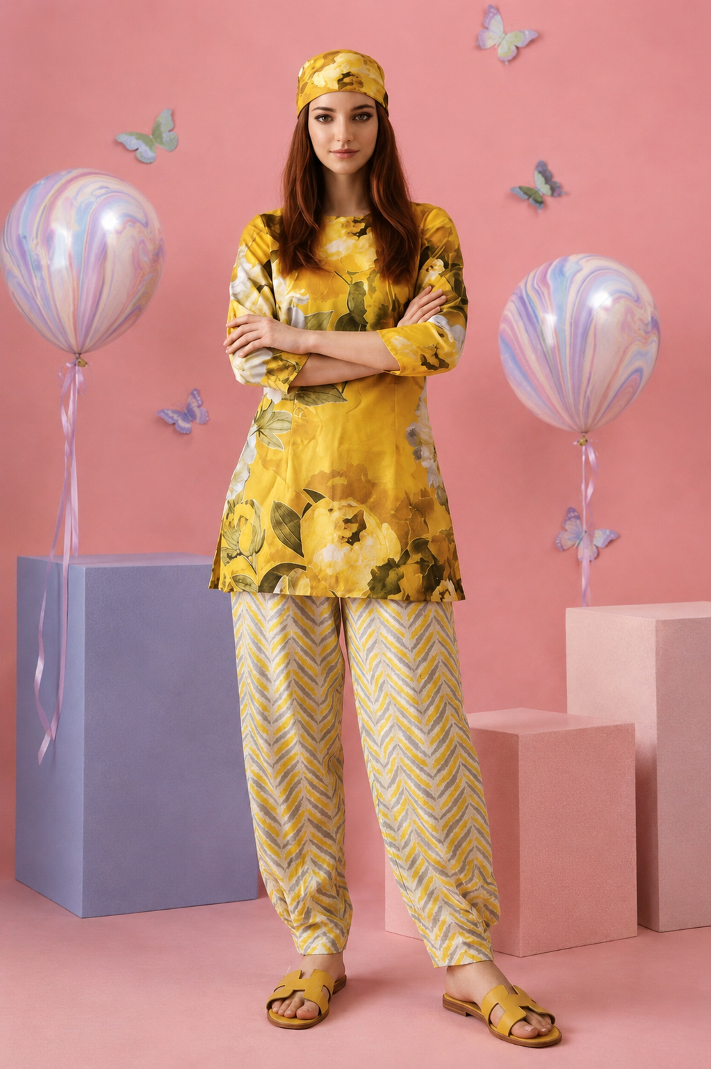 Regalia Cocoon 6 Chapter Floral Printed UNSTITCHED SUIT Printed 2 Piece Suit for Women