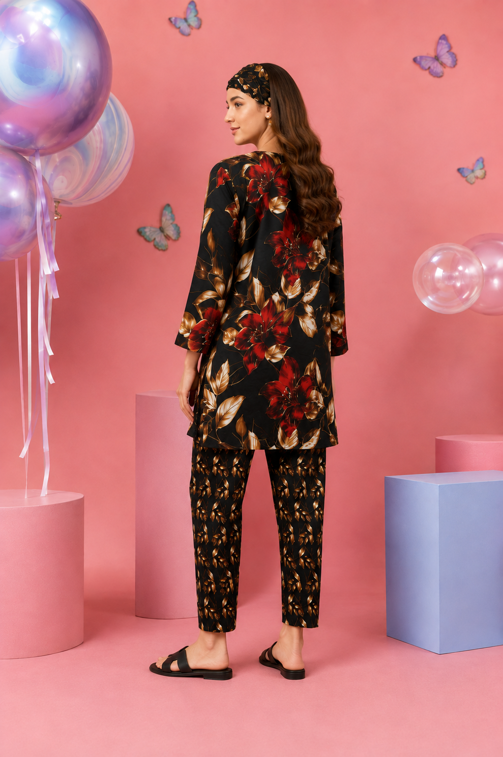 Regalia Cocoon 6 Chapter Floral Printed UNSTITCHED SUIT Printed 2 Piece Suit for Women