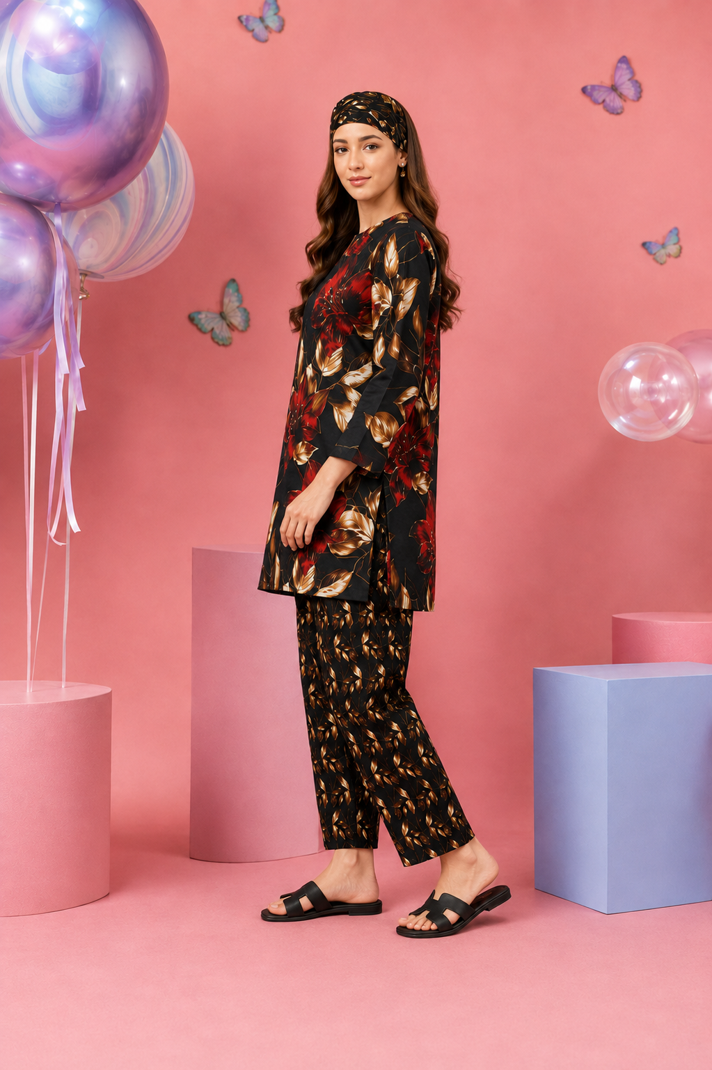 Regalia Cocoon 6 Chapter Floral Printed UNSTITCHED SUIT Printed 2 Piece Suit for Women