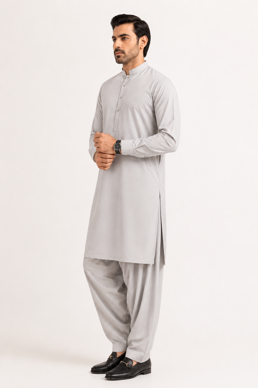 Gul Chamak Men’s Unstitched Suit | Superior Quality Soft Cotton Men’s Collection /Lite Grey