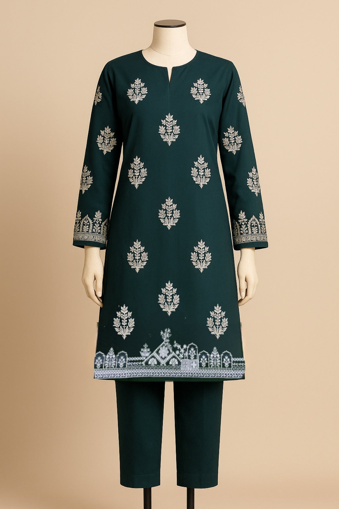 Unstitched 2 piece emroidered shirt & trouser
