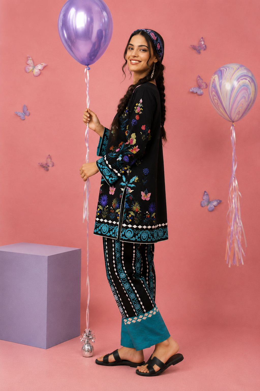 Regalia Cocoon 6 Chapter Floral Printed UNSTITCHED SUIT Printed 2 Piece Suit for Women