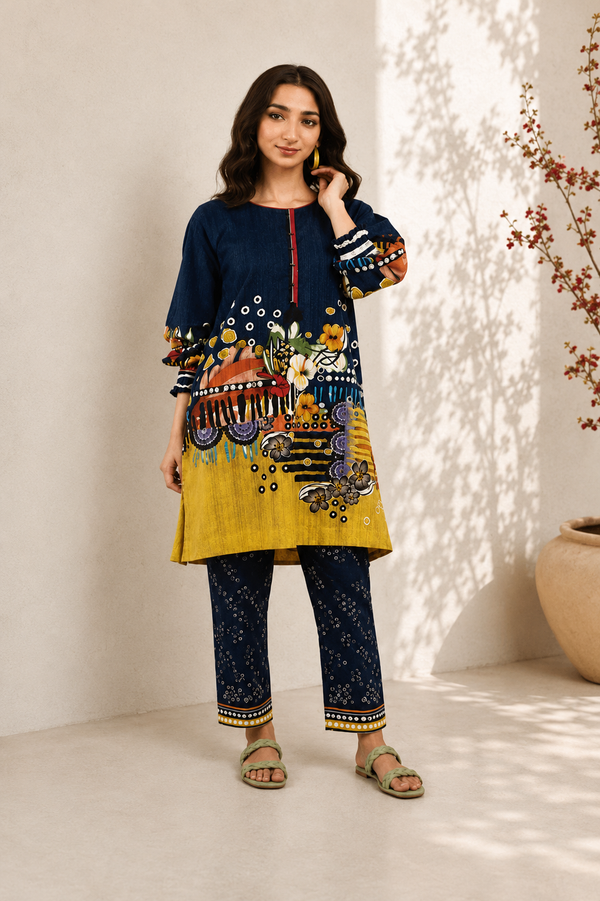 Alkaram Printed 2 Piece Unstitched Lawn Suit for Women | Printed Shirt & Trouser