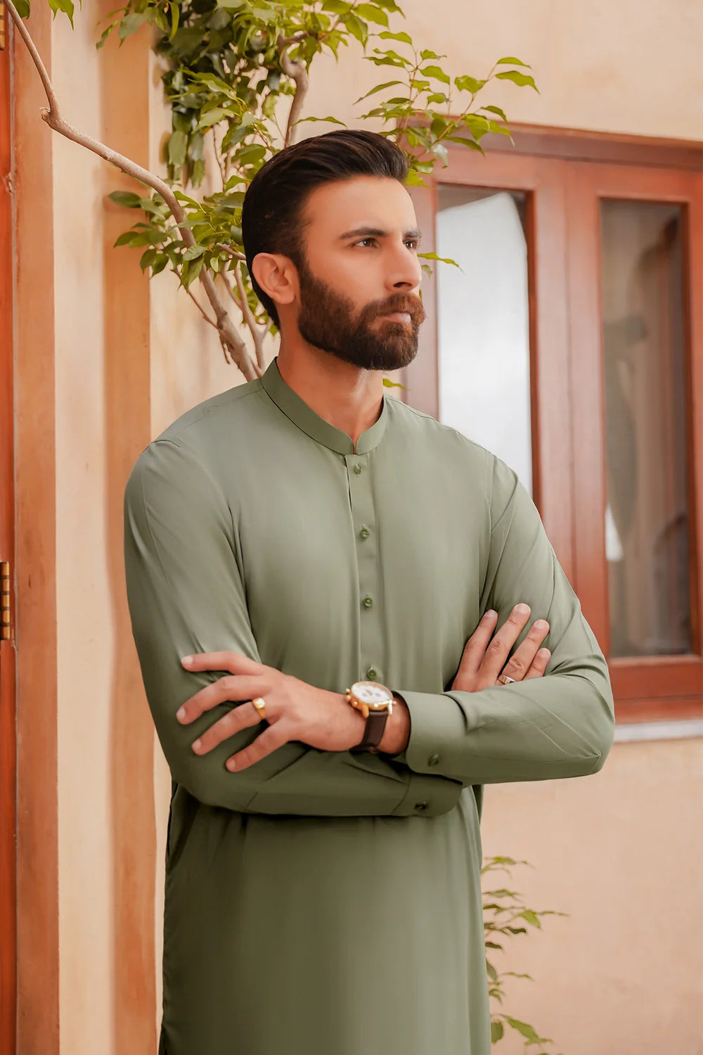 Zellbury Titanium Men’s Unstitched Soft Cotton Suit – Premium Men’s Collection / Light Sage Green