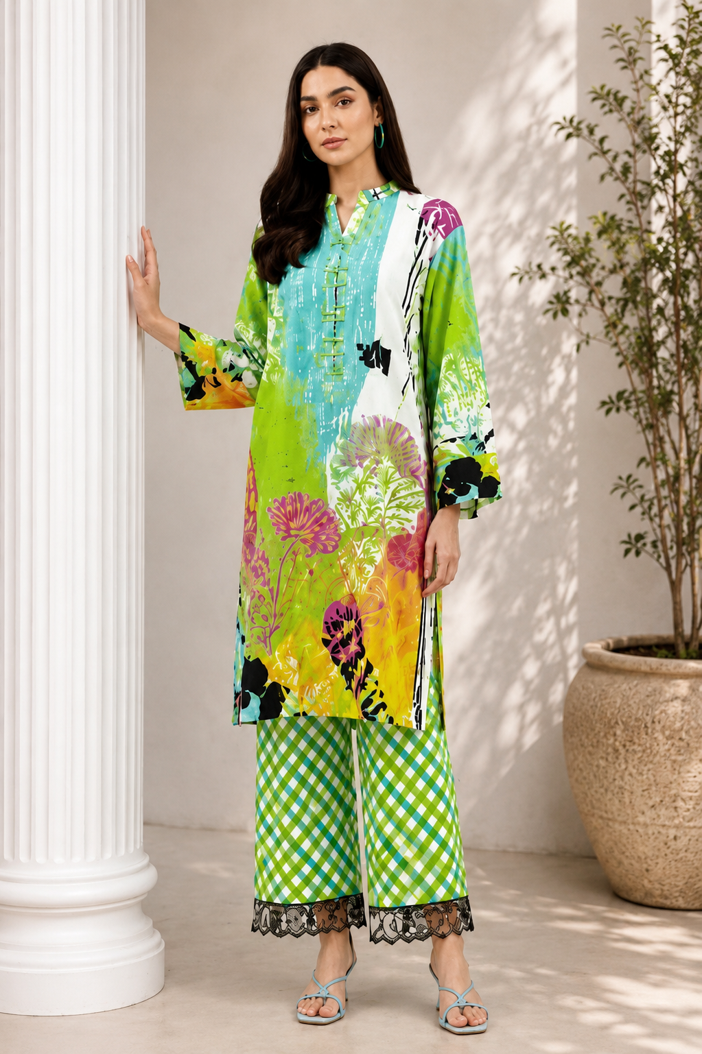 Alkaram Printed 2 Piece Unstitched Lawn Suit for Women | Printed Shirt & Trouser
