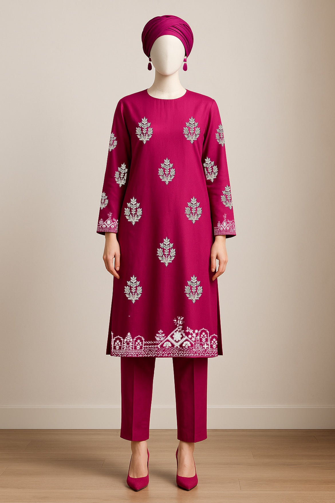 Unstitched 2 piece emroidered shirt & trouser