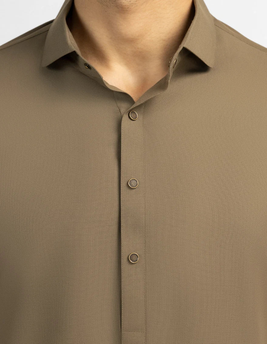 GulAhmed Men’s Unstitched Suit | Superior Quality Soft Cotton Men’s Collection /Olive Green