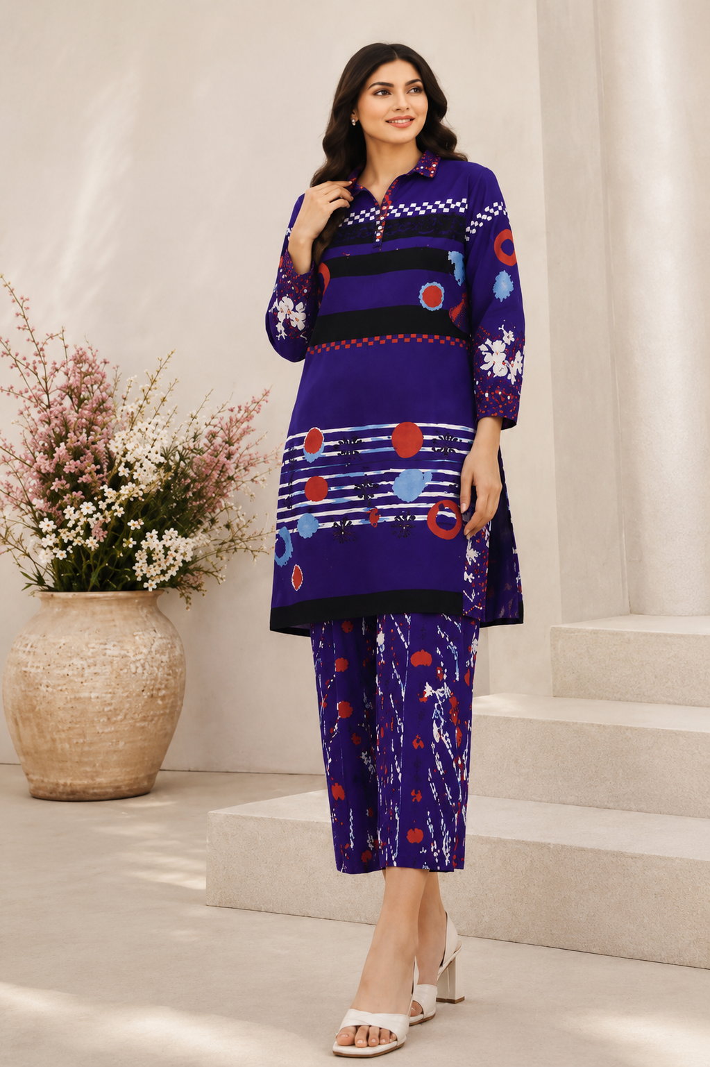 Alkaram Printed 2 Piece Unstitched Lawn Suit for Women | Printed Shirt & Trouser