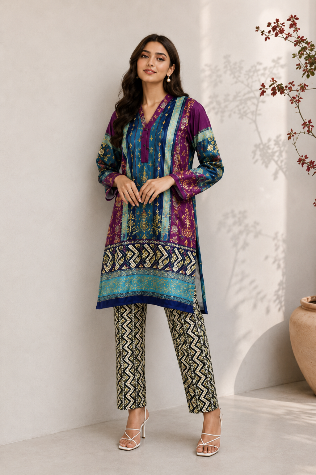 Alkaram Printed 2 Piece Unstitched Lawn Suit for Women | Printed Shirt & Trouser