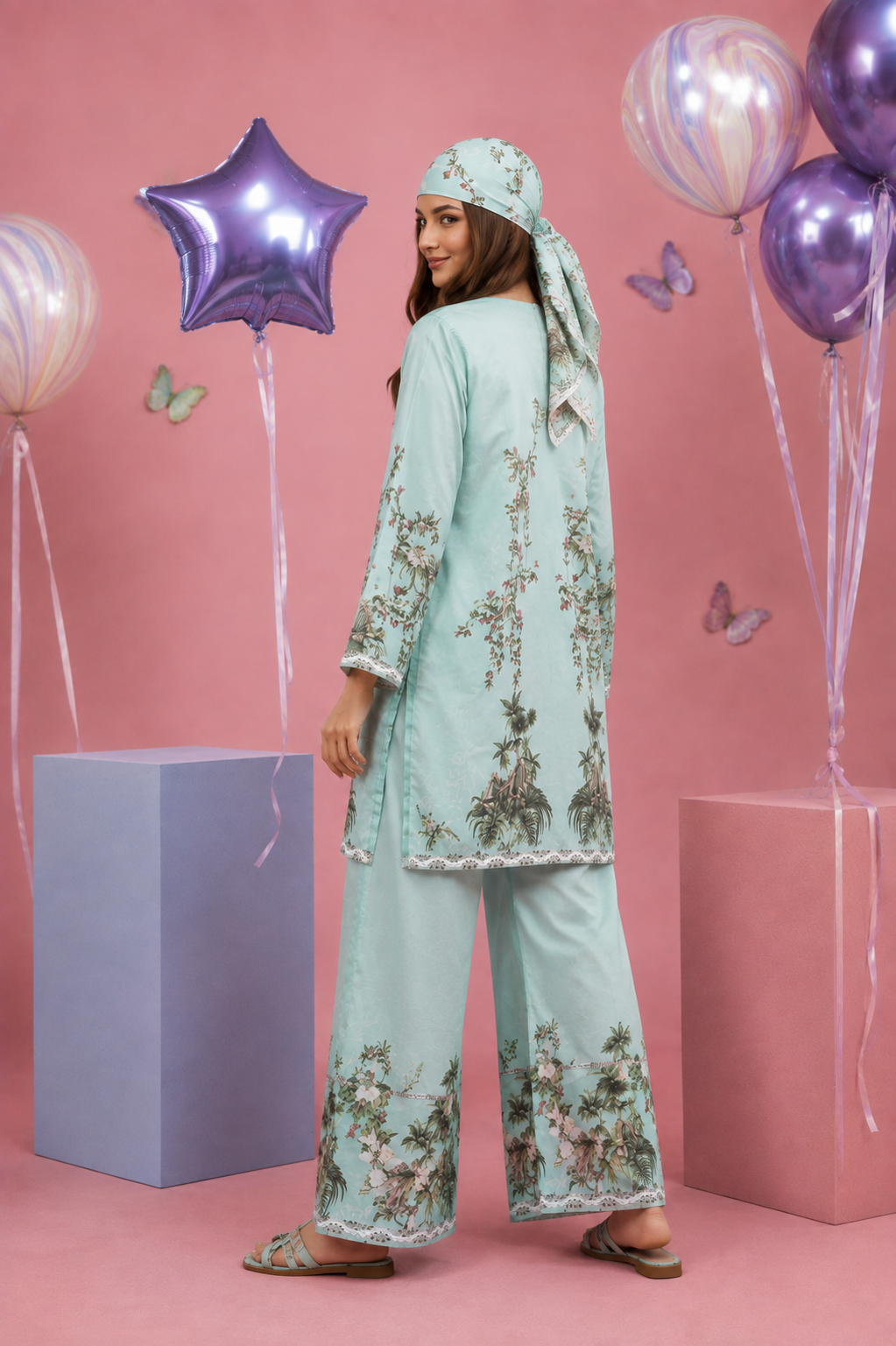 Regalia Cocoon 6 Chapter Floral Printed UNSTITCHED SUIT Printed 2 Piece Suit for Women