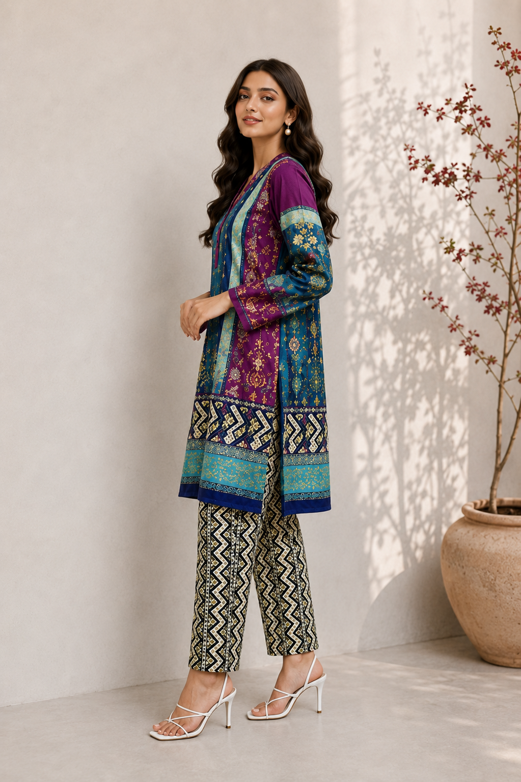 Alkaram Printed 2 Piece Unstitched Lawn Suit for Women | Printed Shirt & Trouser