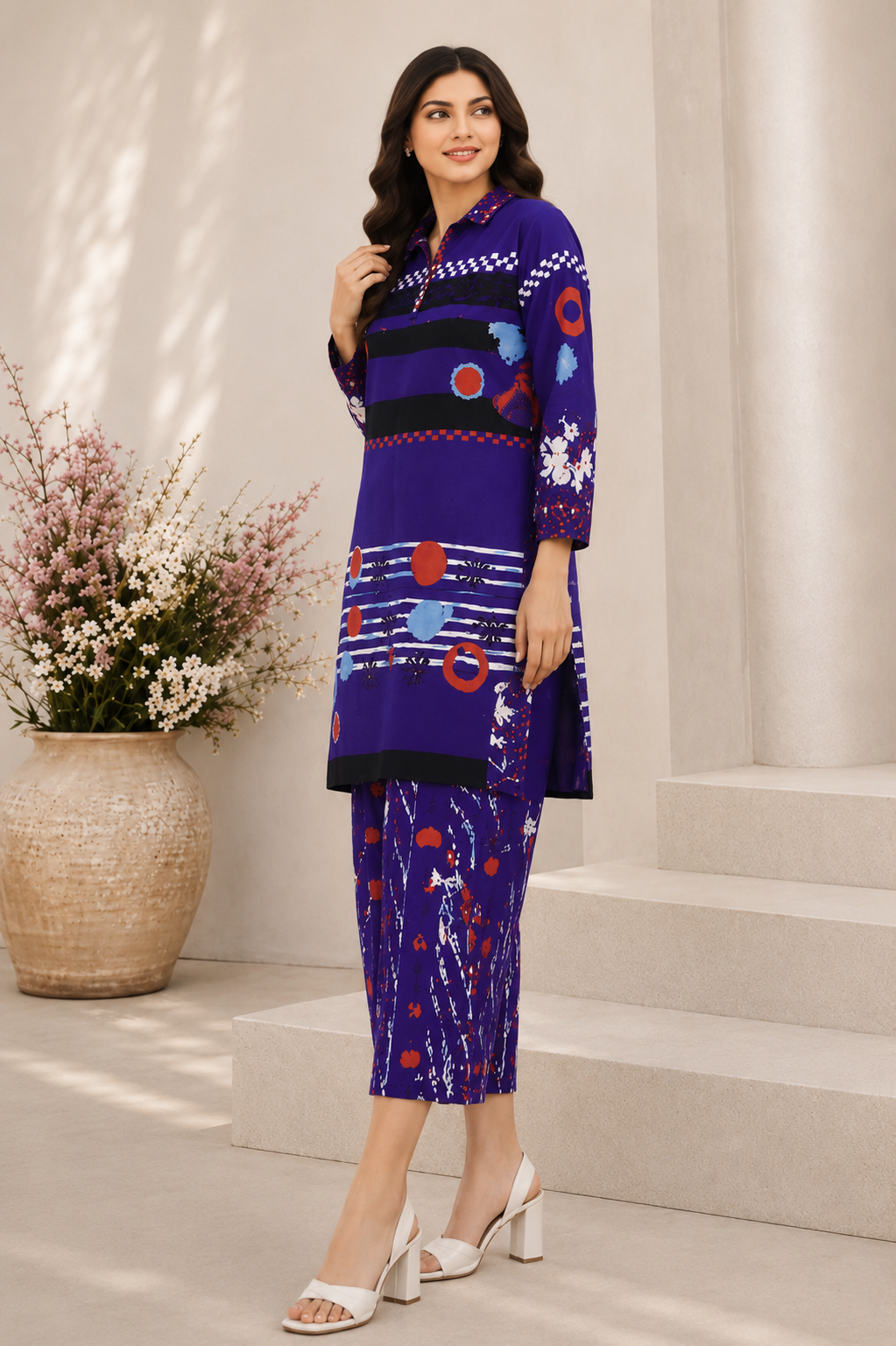 Alkaram Printed 2 Piece Unstitched Lawn Suit for Women | Printed Shirt & Trouser
