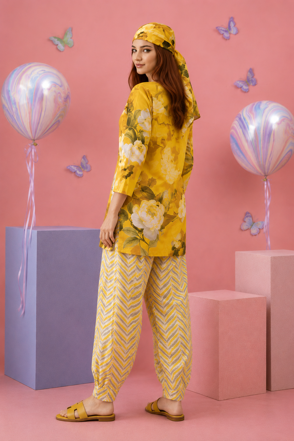 Regalia Cocoon 6 Chapter Floral Printed UNSTITCHED SUIT Printed 2 Piece Suit for Women