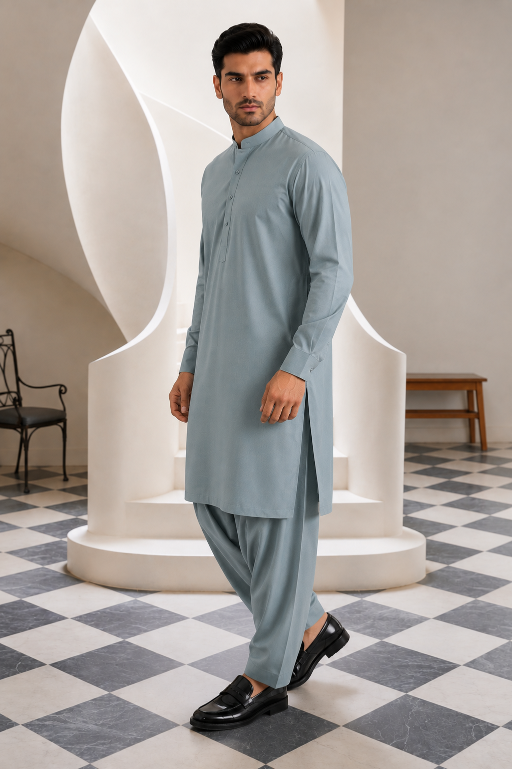 GulAhmed Men’s Unstitched Suit | Superior Quality Soft Cotton Men’s Collection /Turkish Blue