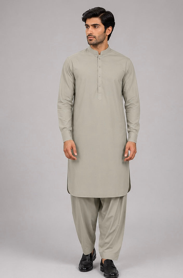 Gul Chamak Men’s Unstitched Suit | Superior Quality Soft Cotton Men’s Collection /KHAKI GRAY
