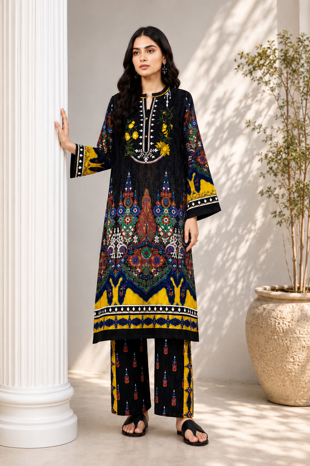 Alkaram Printed 2 Piece Unstitched Lawn Suit for Women | Printed Shirt & Trouser