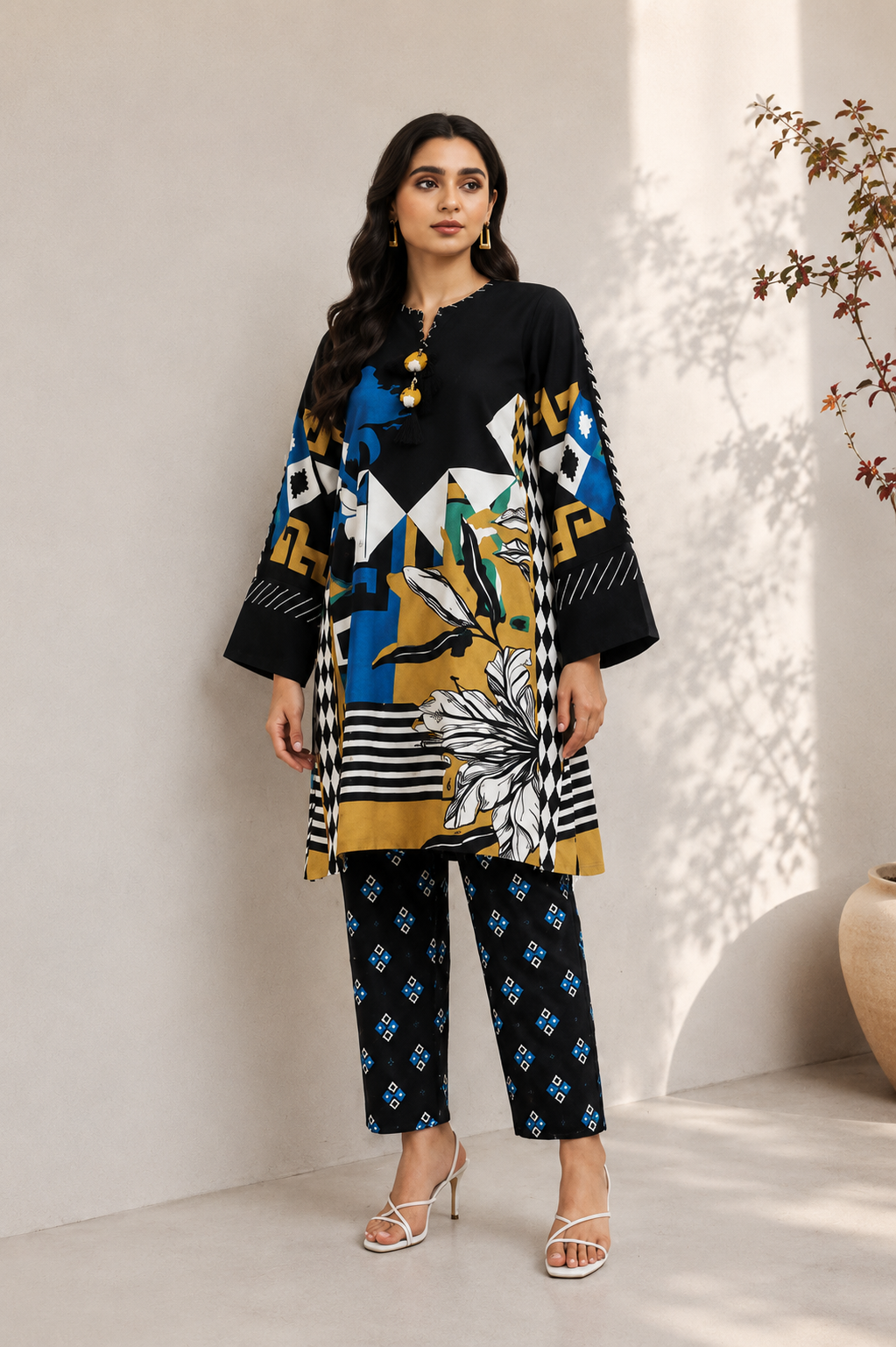 Alkaram Printed 2 Piece Unstitched Lawn Suit for Women | Printed Shirt & Trouser