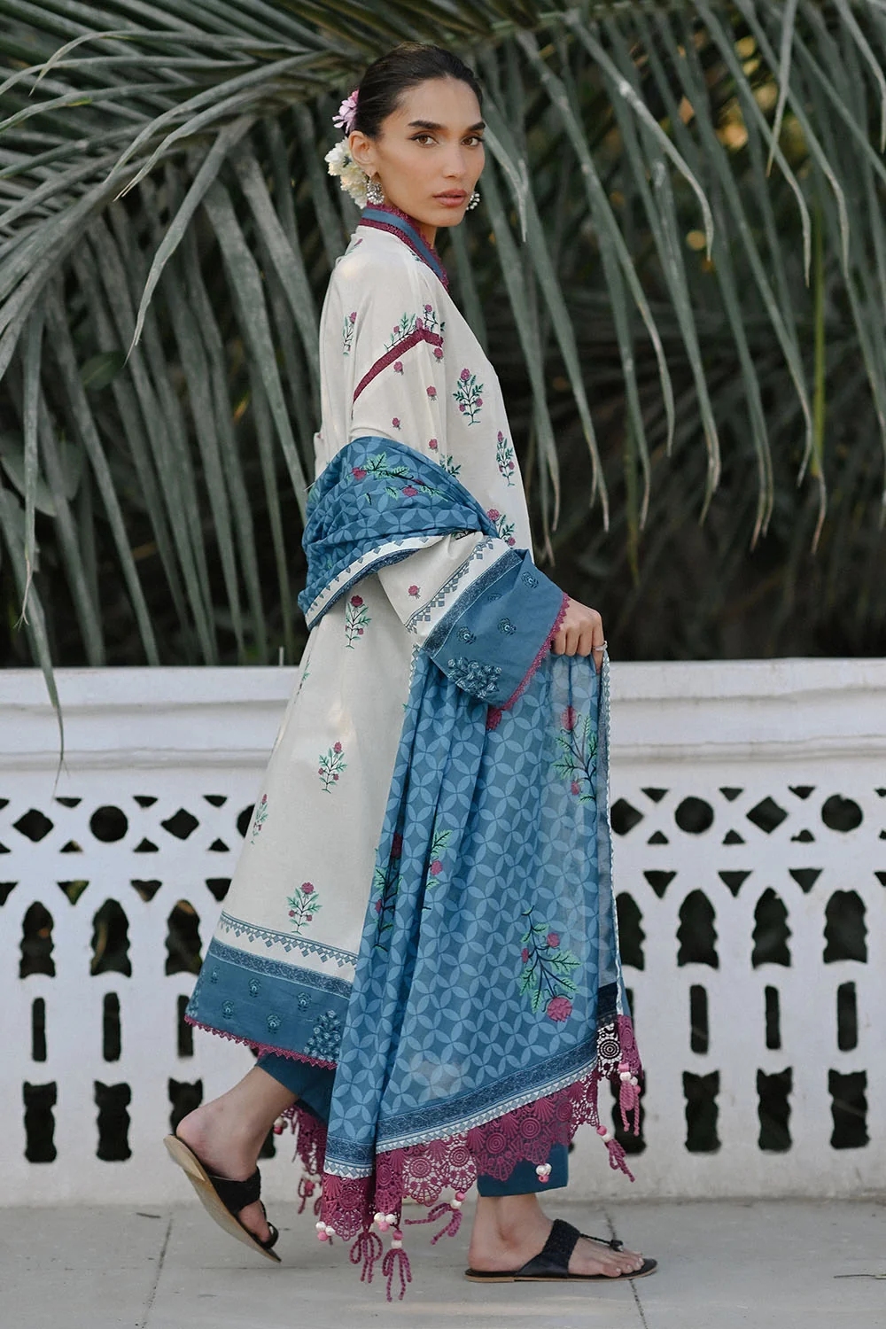 GulAhmed 3-Piece Summer Lawn Suit – Embroidered Printed Shirt with Lawn Dupatta & Dyed Trouser
