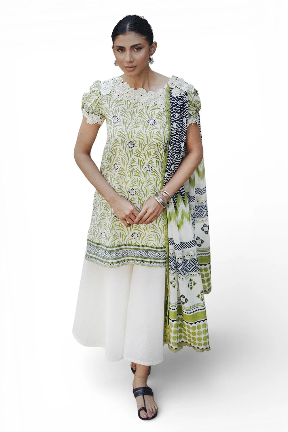 GulAhmed 3-Piece Summer Lawn Suit – Embroidered Printed Shirt with Lawn Dupatta & Dyed Trouser