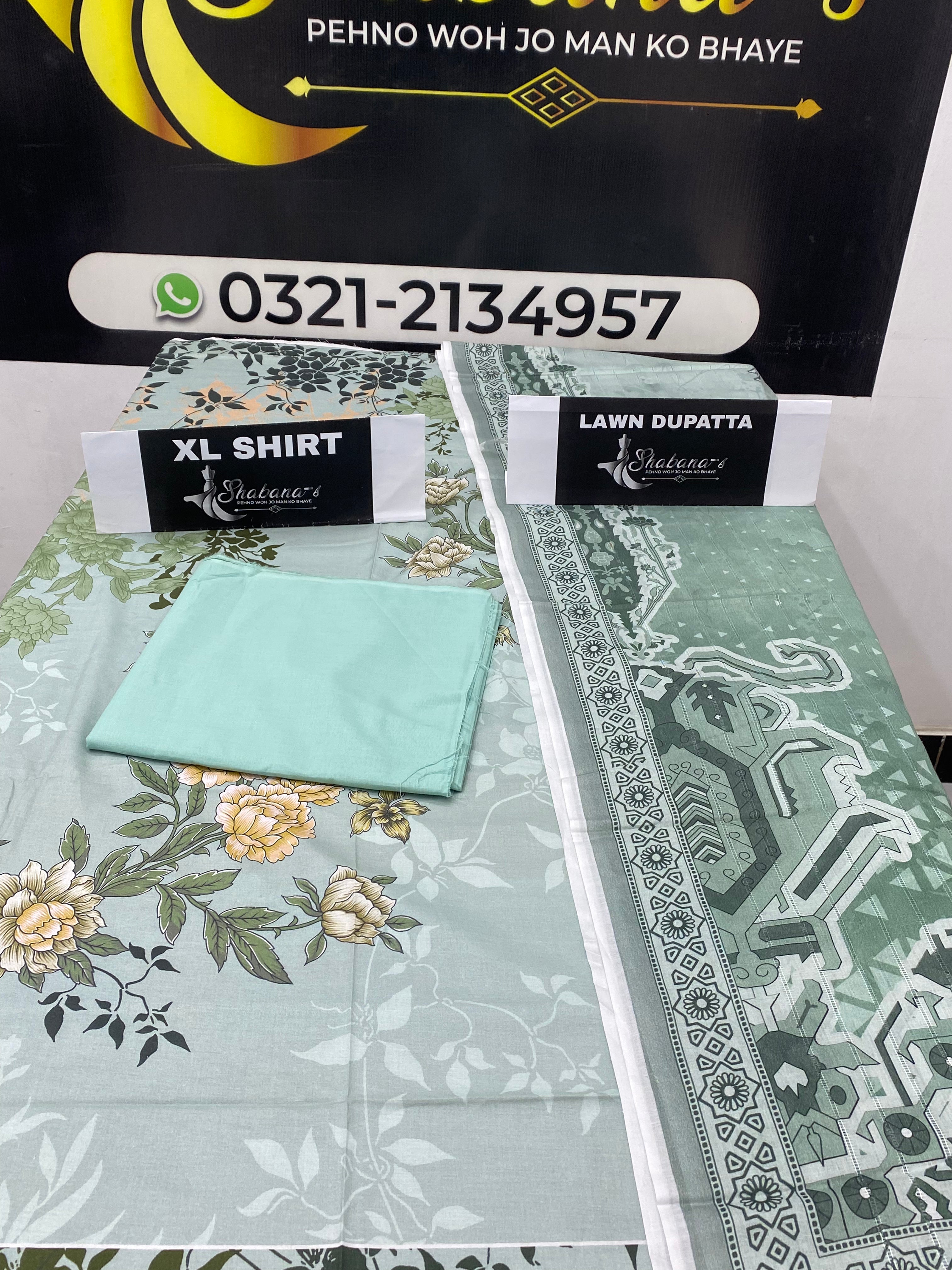 Elaya 3-Piece Printed Lawn Suit – Unstitched Printed Shirt, Lawn Dupatta & Dyed Trouser