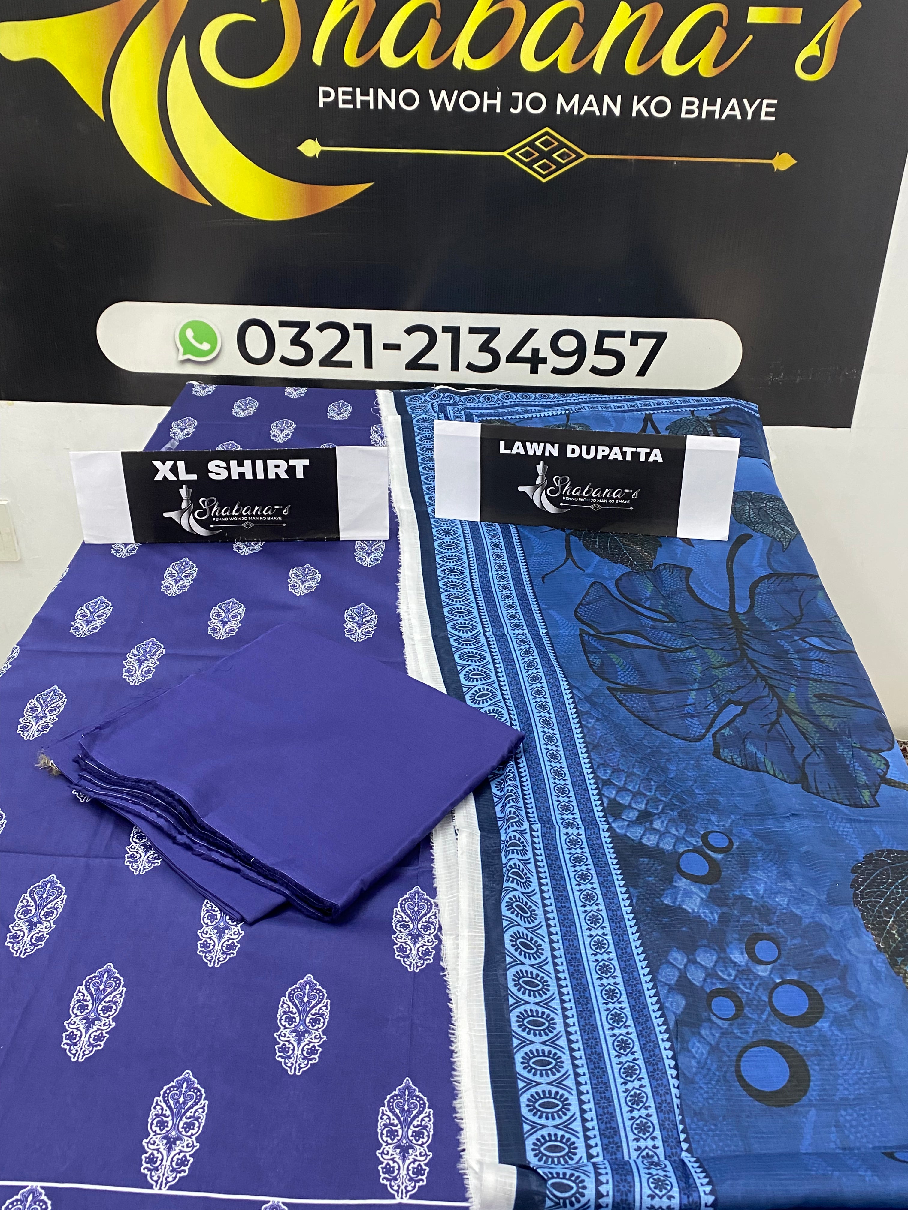 Elaya 3-Piece Printed Lawn Suit – Unstitched Printed Shirt, Lawn Dupatta & Dyed Trouser