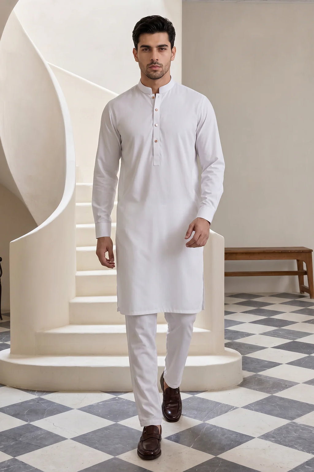 Zellbury Titanium Men’s Unstitched Soft Cotton Suit – Premium Men’s Collection / BRILLIANT WHITE