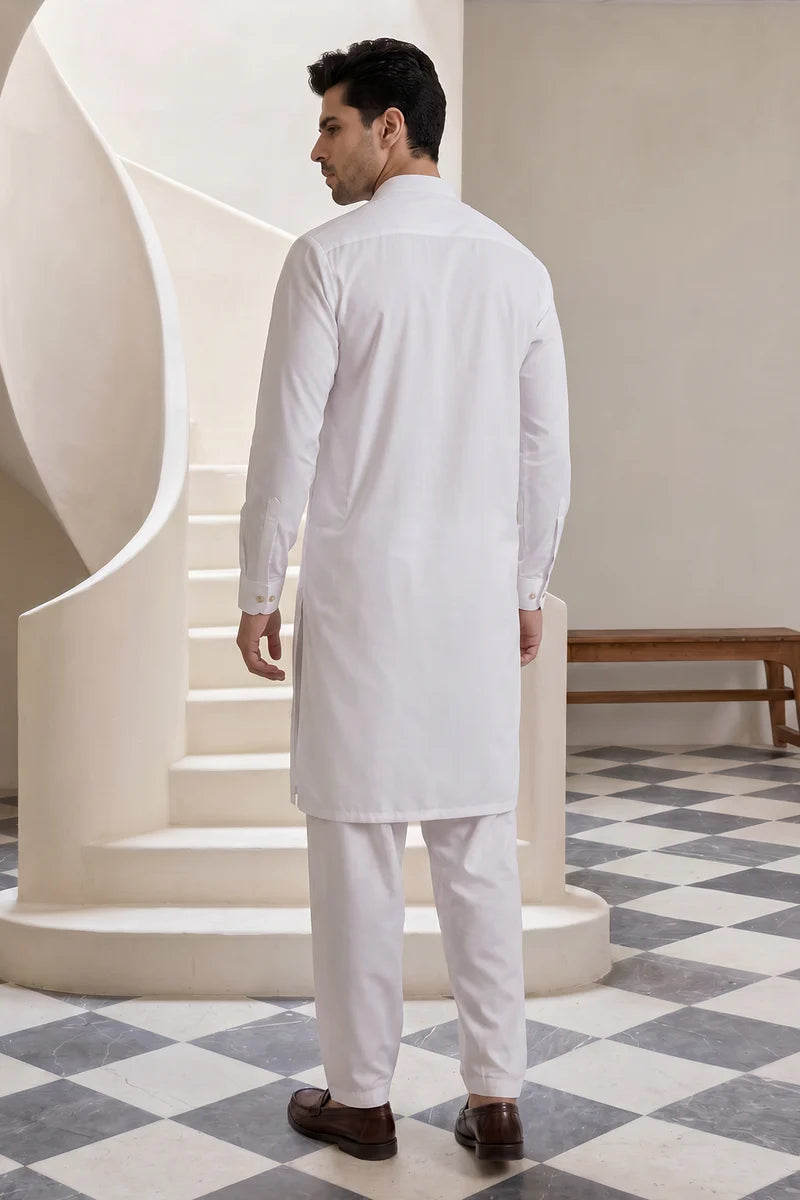 Zellbury Titanium Men’s Unstitched Soft Cotton Suit – Premium Men’s Collection / BRILLIANT WHITE