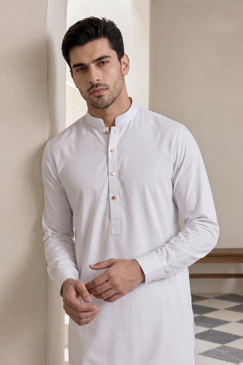 Zellbury Titanium Men’s Unstitched Soft Cotton Suit – Premium Men’s Collection / BRILLIANT WHITE
