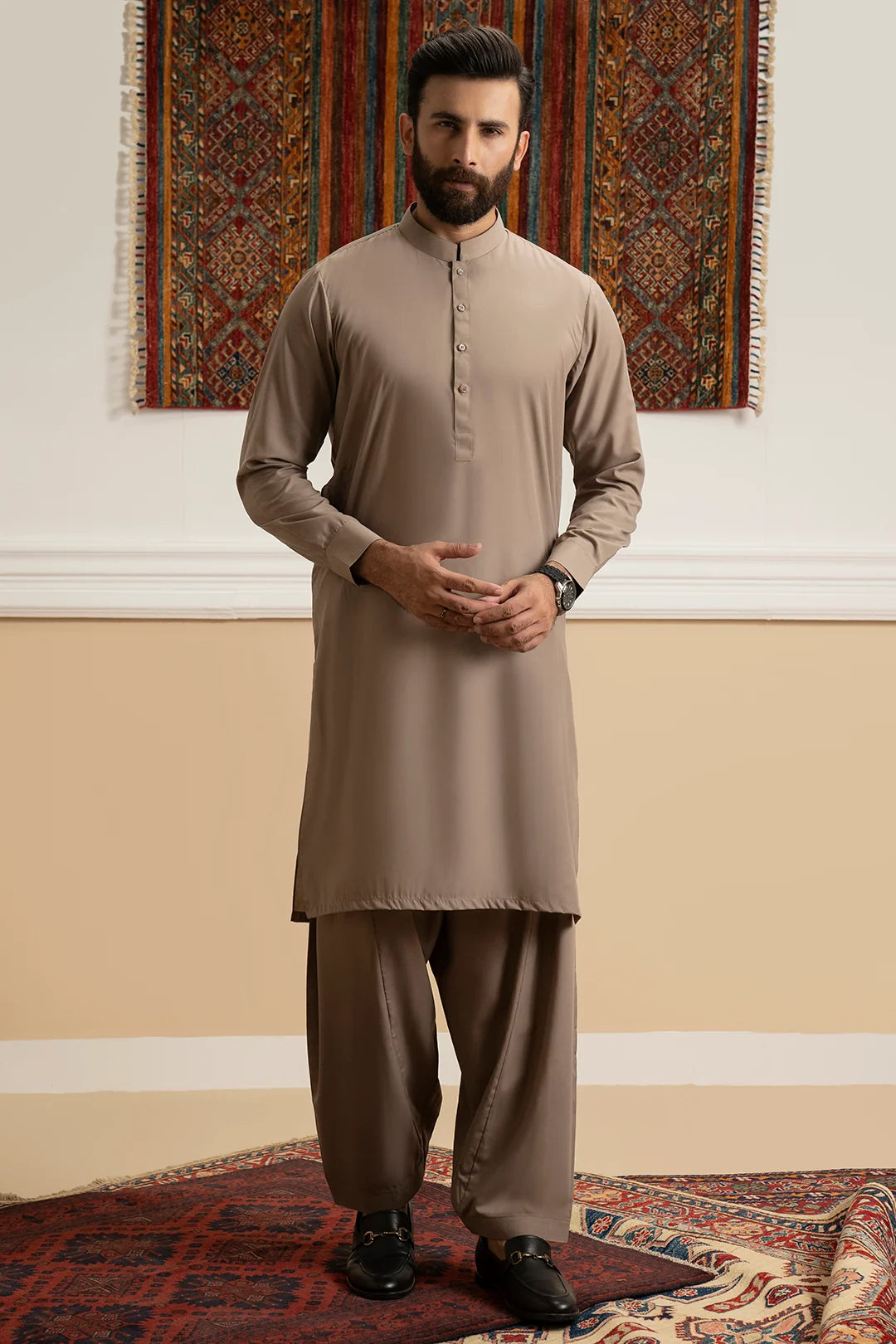 Zellbury Titanium Men’s Unstitched Soft Cotton Suit – Premium Men’s Collection /Oat Meal /Brown