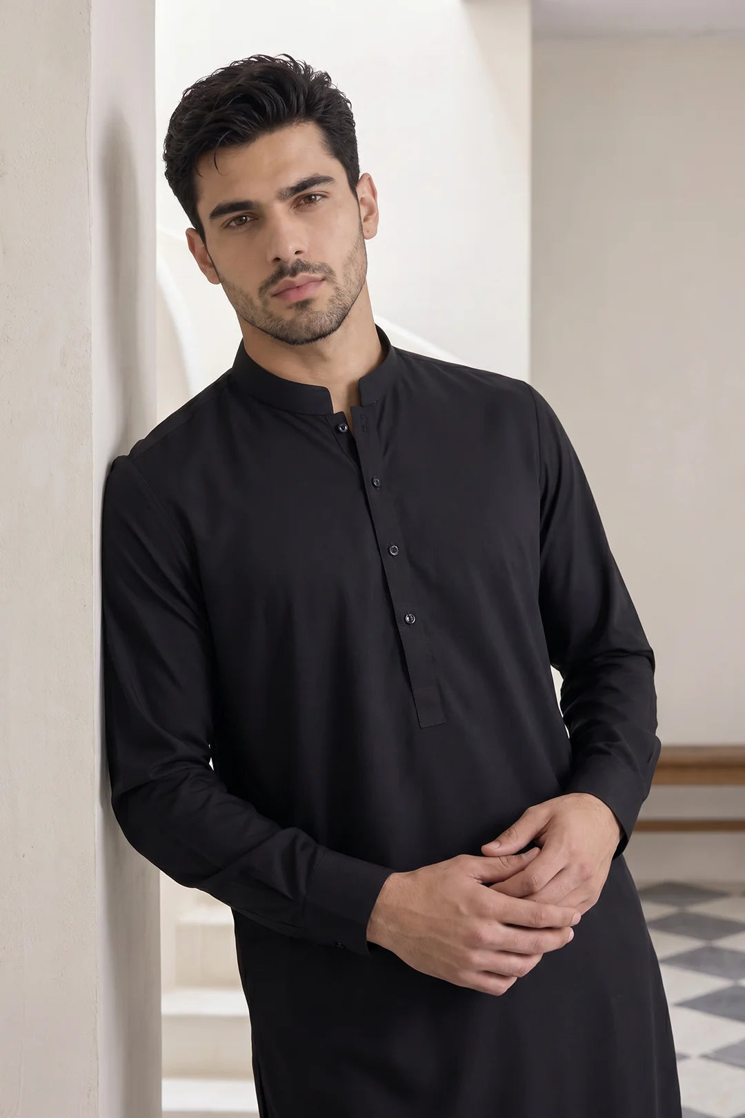 Zellbury Titanium Men’s Unstitched Soft Cotton Suit – Premium Men’s Collection / Black