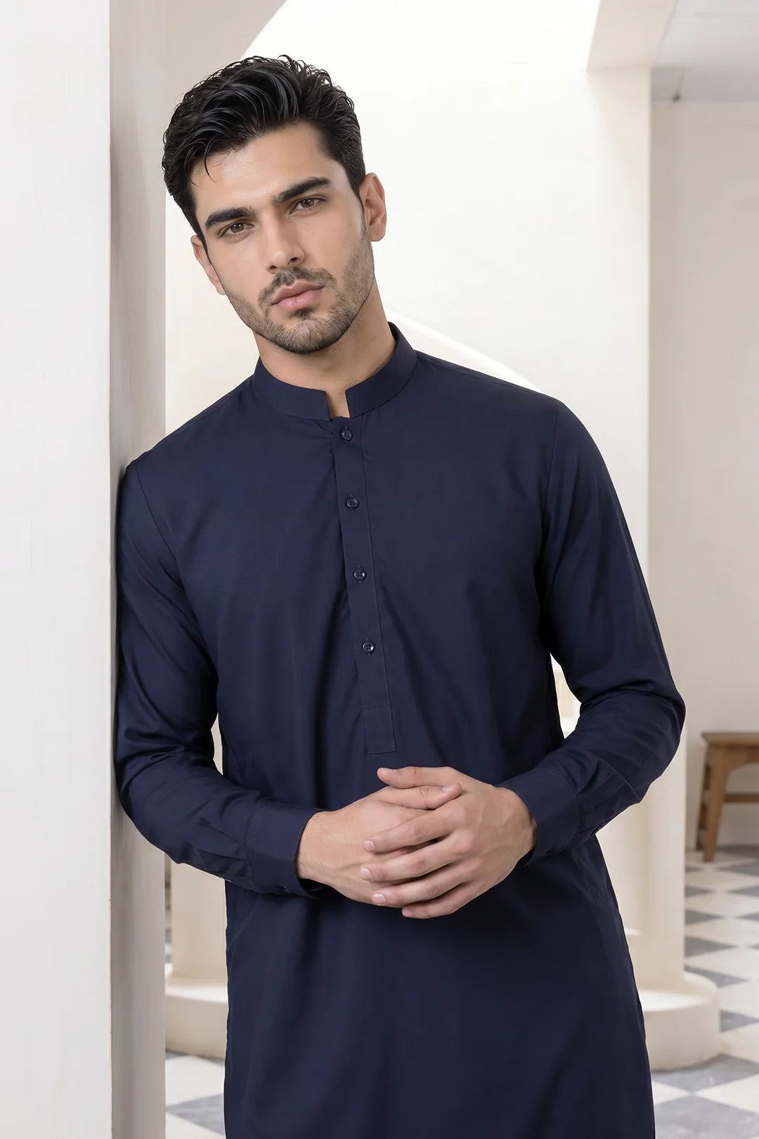 Zellbury Titanium Men’s Unstitched Soft Cotton Suit – Premium Men’s Collection / Navy Blue