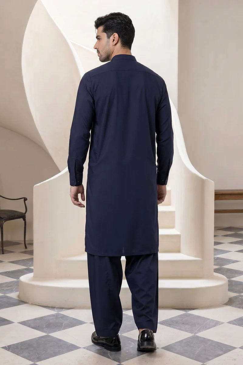 Zellbury Titanium Men’s Unstitched Soft Cotton Suit – Premium Men’s Collection / Navy Blue