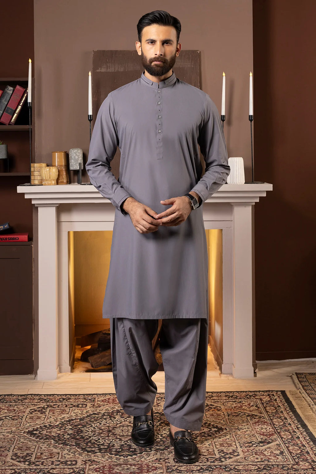Zellbury Titanium Men’s Unstitched Soft Cotton Suit – Premium Men’s Collection / Smoke Grey