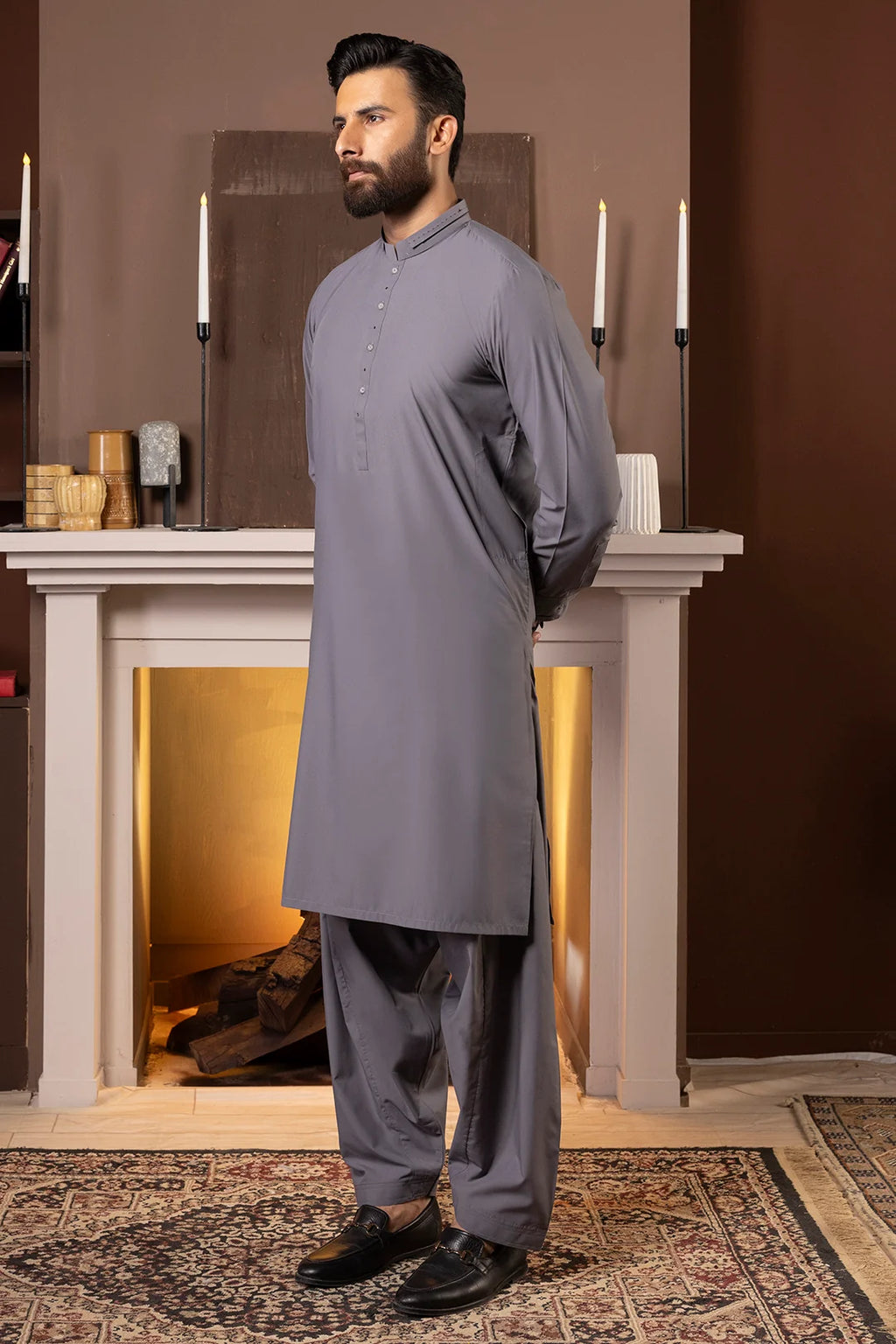 Zellbury Titanium Men’s Unstitched Soft Cotton Suit – Premium Men’s Collection / Smoke Grey