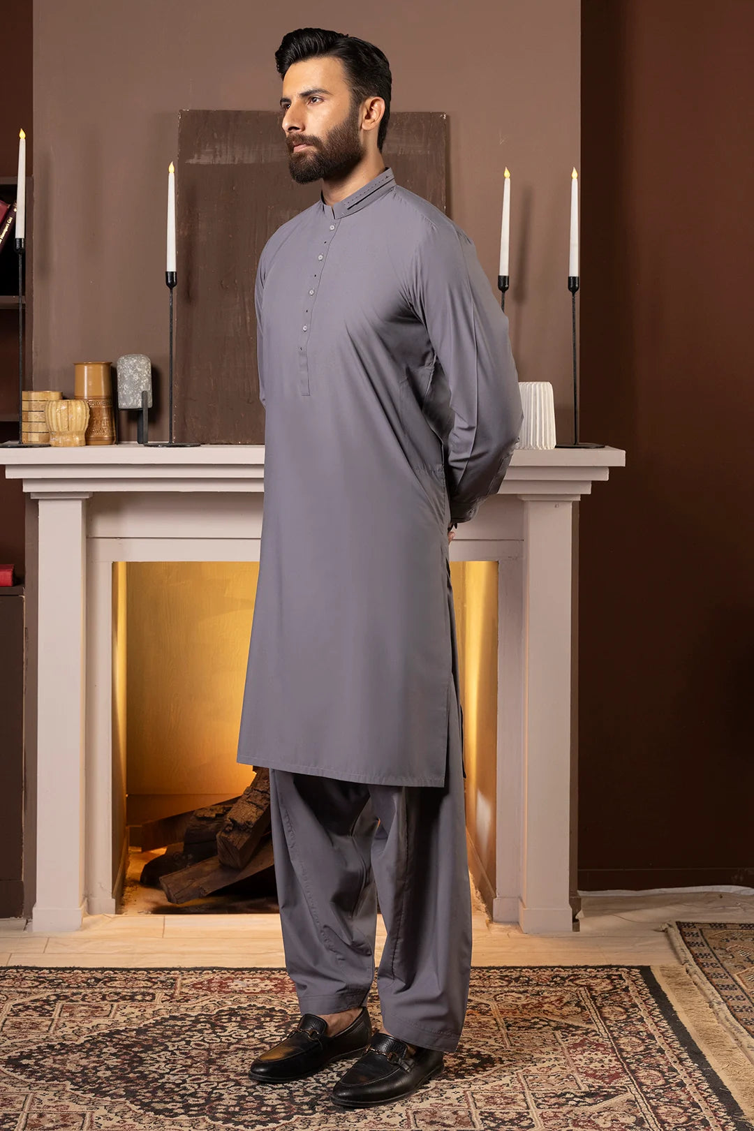 Zellbury Titanium Men’s Unstitched Soft Cotton Suit – Premium Men’s Collection / Smoke Grey