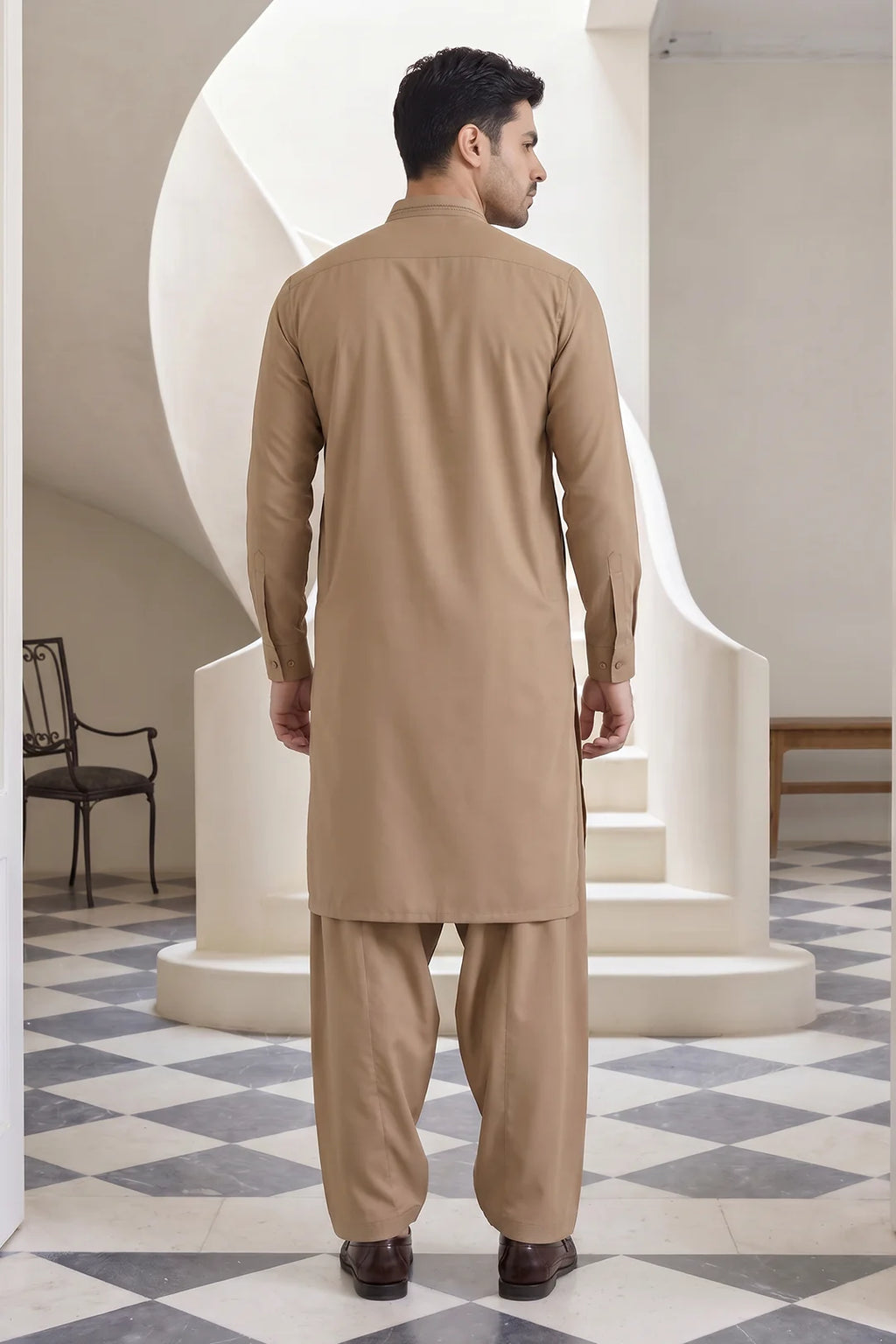 Zellbury Titanium Men’s Unstitched Soft Cotton Suit – Premium Men’s Collection / Light Brown