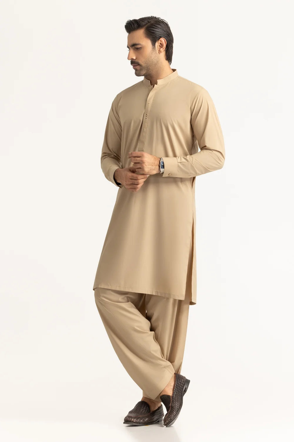 GulAhmed Men’s Unstitched Suit | Superior Quality Soft Cotton Men’s Collection /Beige