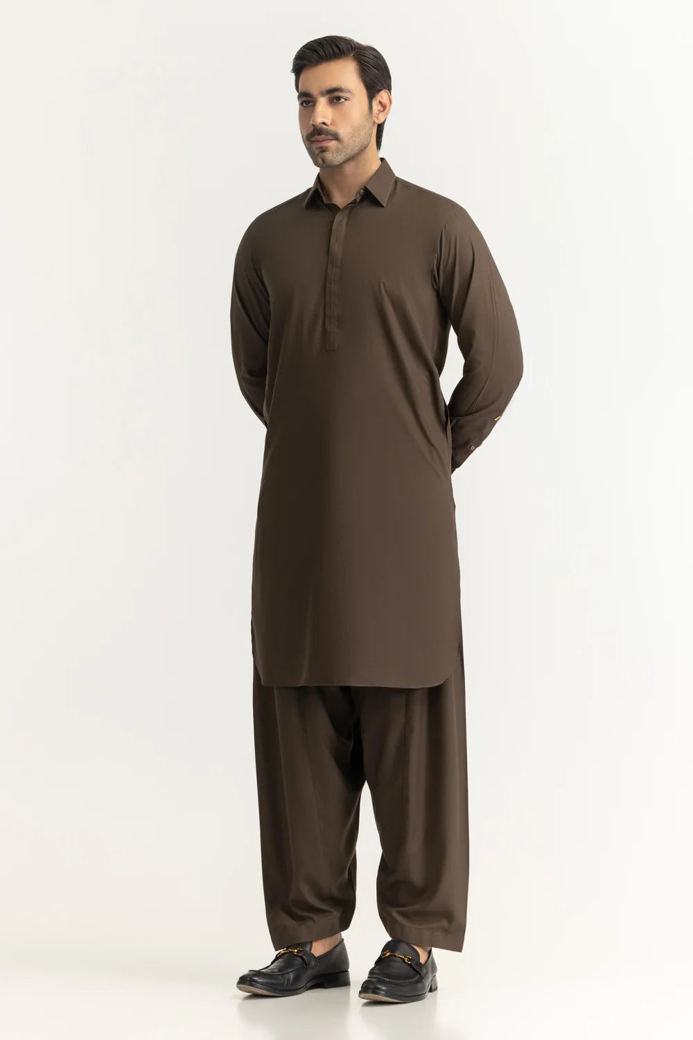 GulAhmed Men’s Unstitched Suit | Superior Quality Soft Cotton Men’s Collection /Chocolate Brown