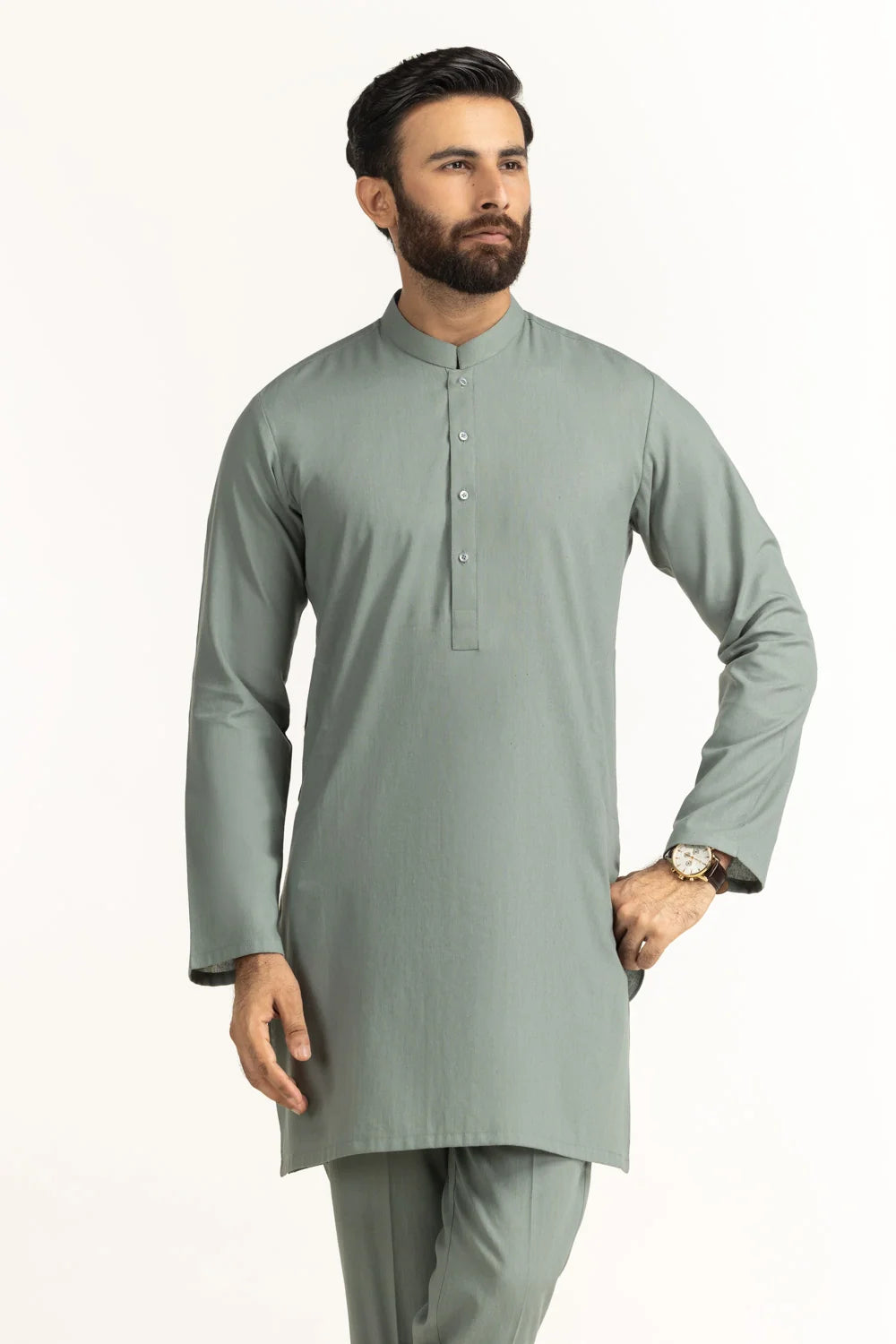 GulAhmed Men’s Unstitched Suit | Superior Quality Soft Cotton Men’s Collection /Muted Light Grey