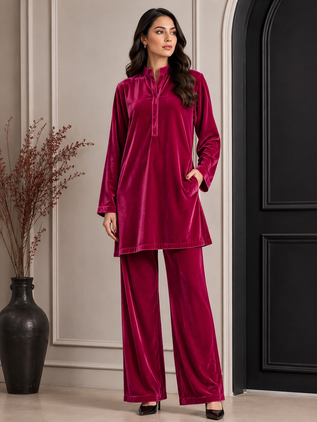 Luxury Micro Velvet 9000 Unstitched 2-Piece Winter Collection | Shirt & Trouser (5 Yards) | Marjanda