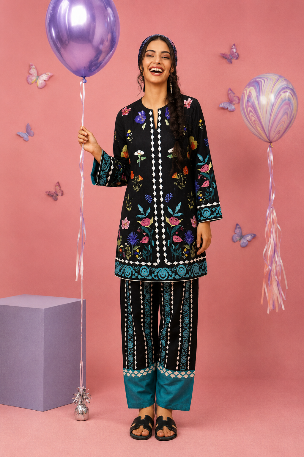 Regalia Cocoon 6 Chapter Floral Printed UNSTITCHED SUIT Printed 2 Piece Suit for Women