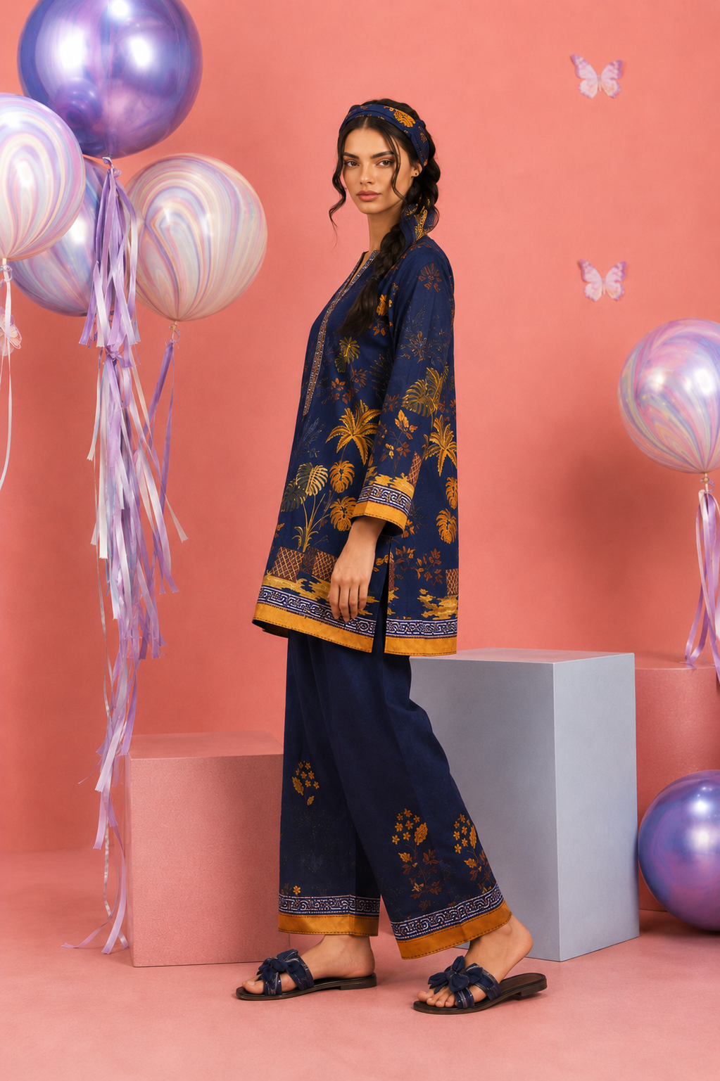 Regalia Cocoon 6 Chapter Floral Printed UNSTITCHED SUIT Printed 2 Piece Suit for Women