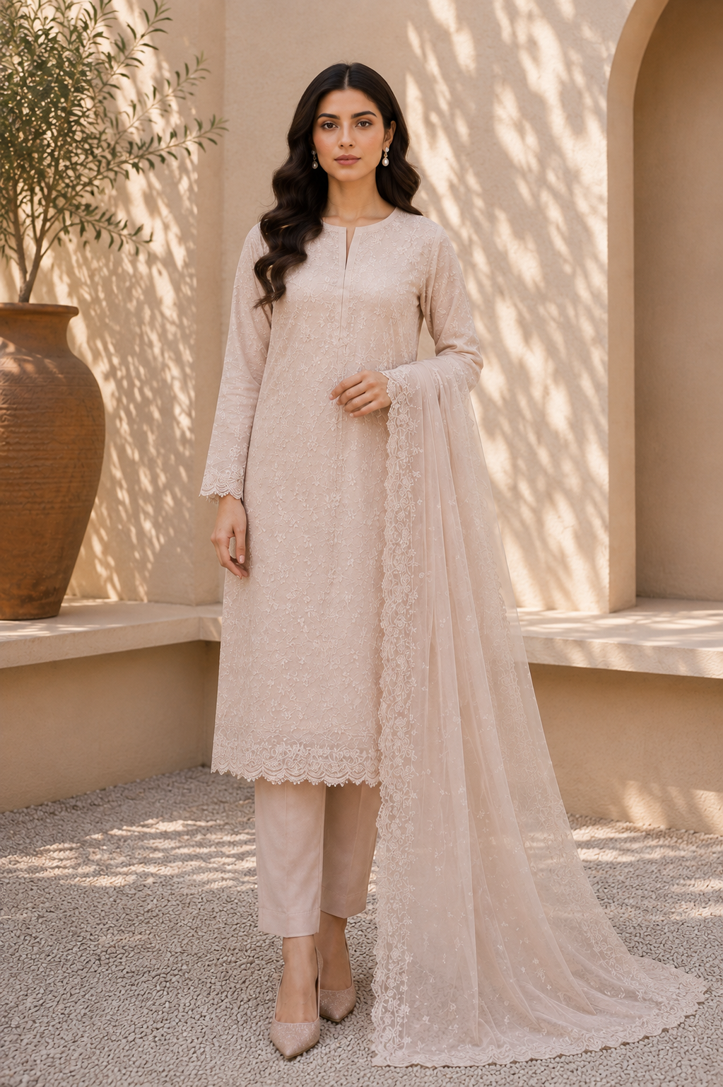 Alkaram unstitched 3 Piece Embroidered Suit for Women | Lawn Shirt, Chiffon Dupatta & Cambric Pants