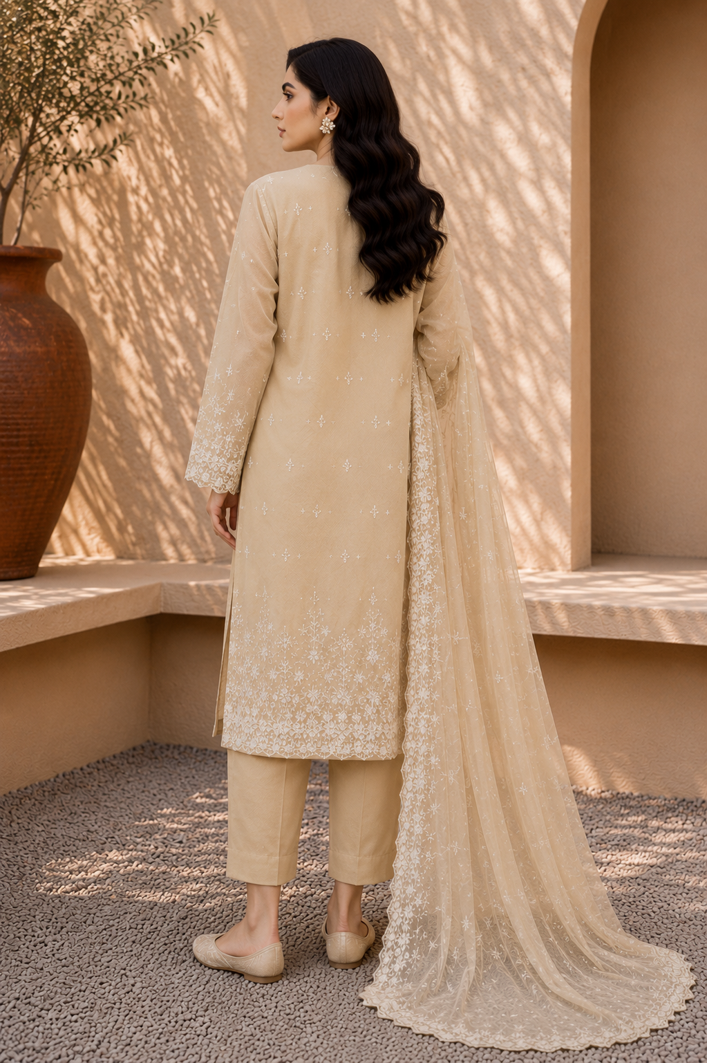 Alkaram unstitched 3 Piece Embroidered Suit for Women | Lawn Shirt, Chiffon Dupatta & Cambric Pants