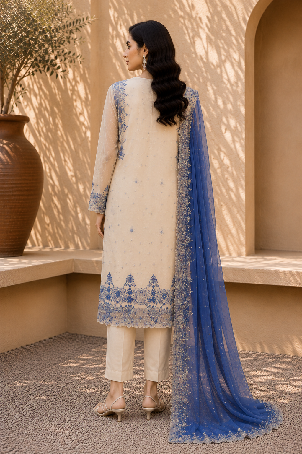 Alkaram unstitched 3 Piece Embroidered Suit for Women | Lawn Shirt, Chiffon Dupatta & Cambric Pants