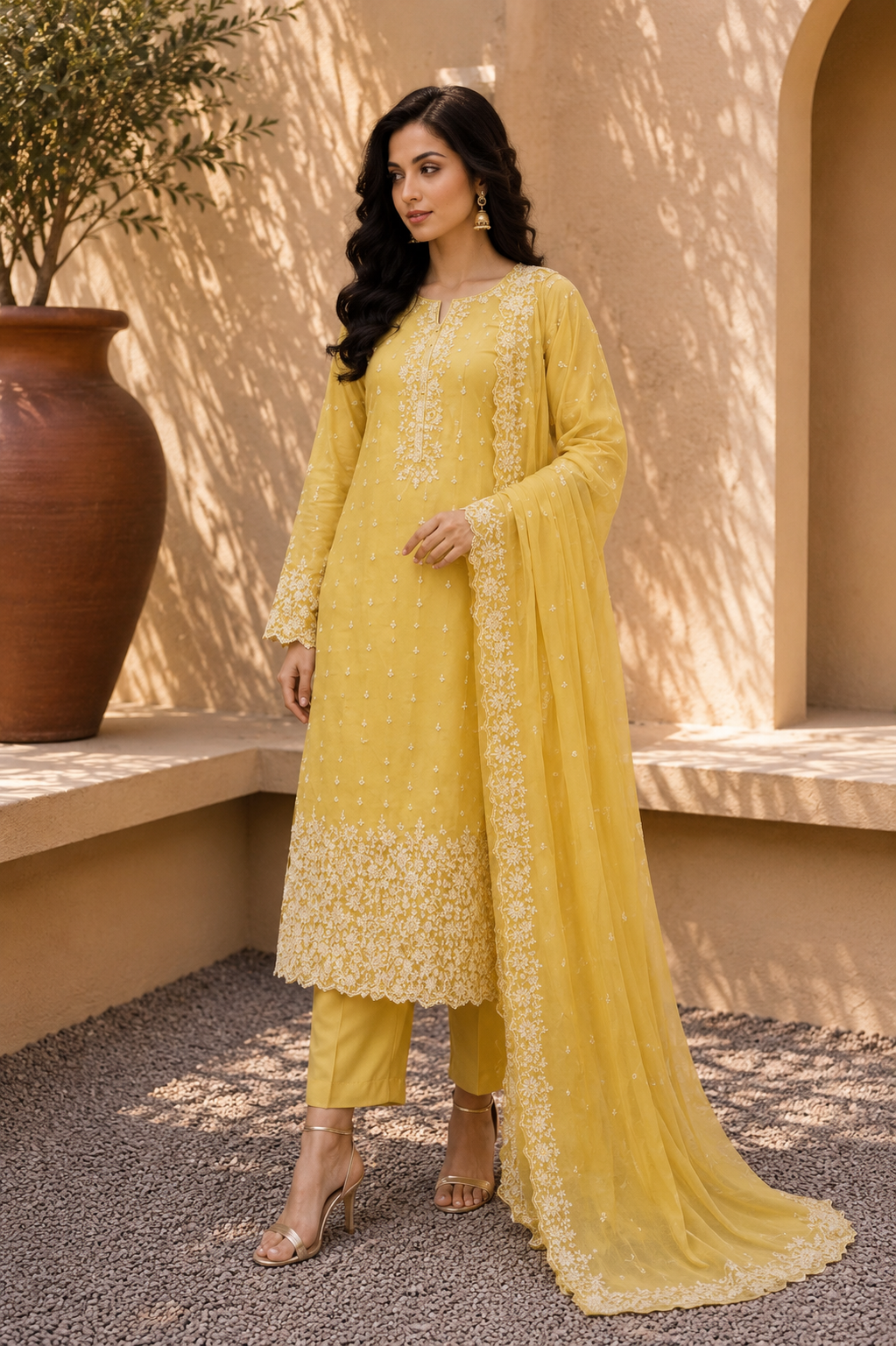 Alkaram unstitched 3 Piece Embroidered Suit for Women | Lawn Shirt, Chiffon Dupatta & Cambric Pants