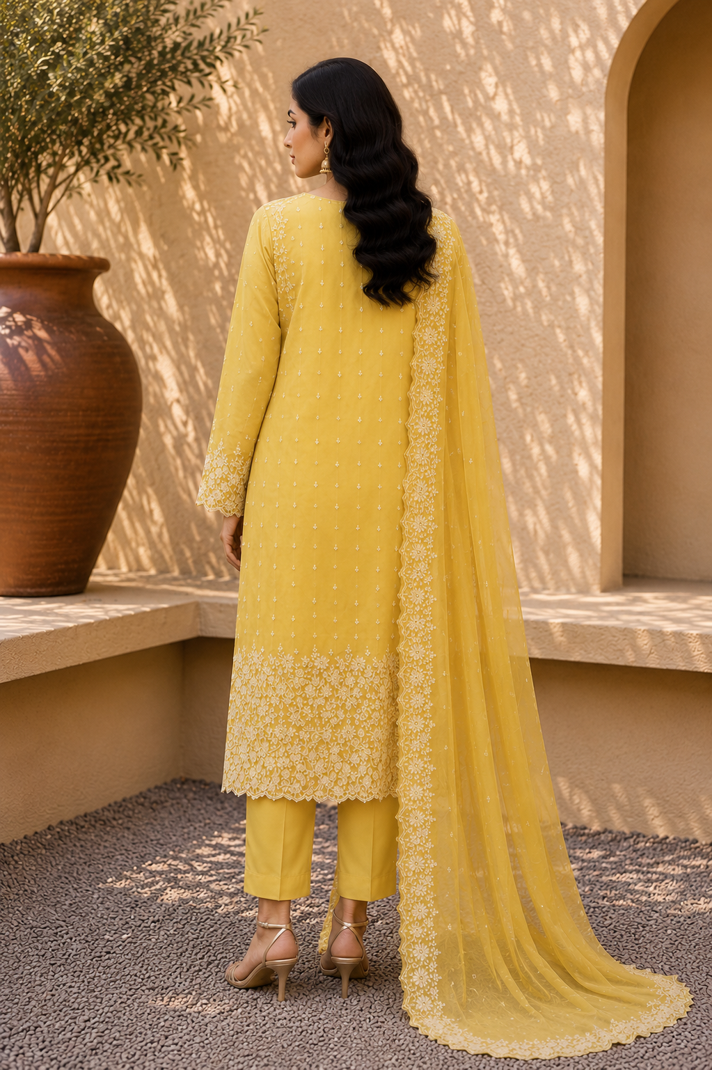 Alkaram unstitched 3 Piece Embroidered Suit for Women | Lawn Shirt, Chiffon Dupatta & Cambric Pants