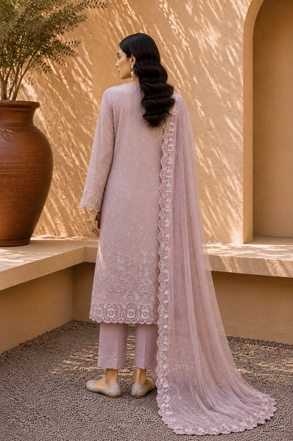 Alkaram unstitched 3 Piece Embroidered Suit for Women | Lawn Shirt, Chiffon Dupatta & Cambric Pants