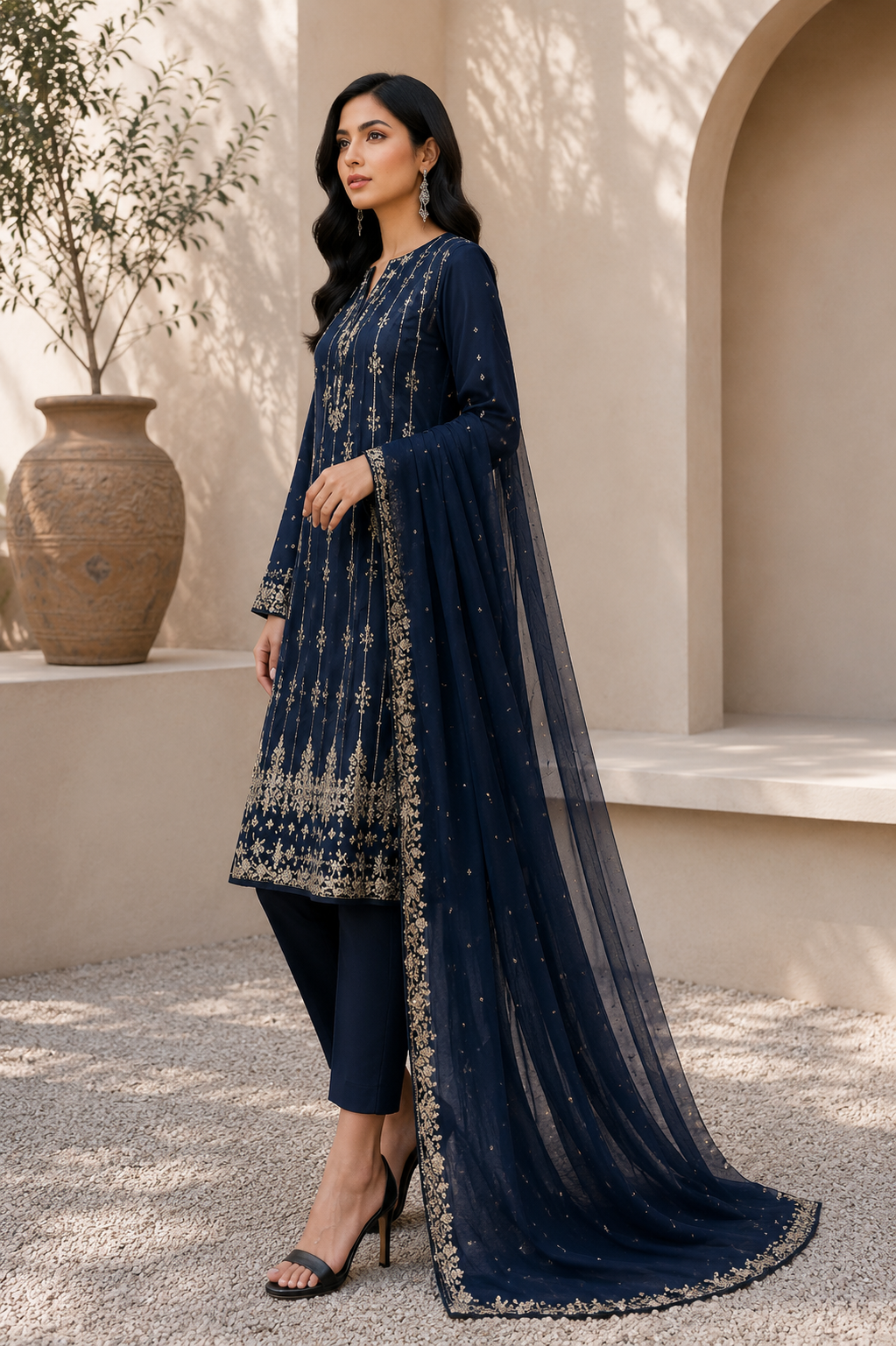 Alkaram unstitched 3 Piece Embroidered Suit for Women | Lawn Shirt, Chiffon Dupatta & Cambric Pants