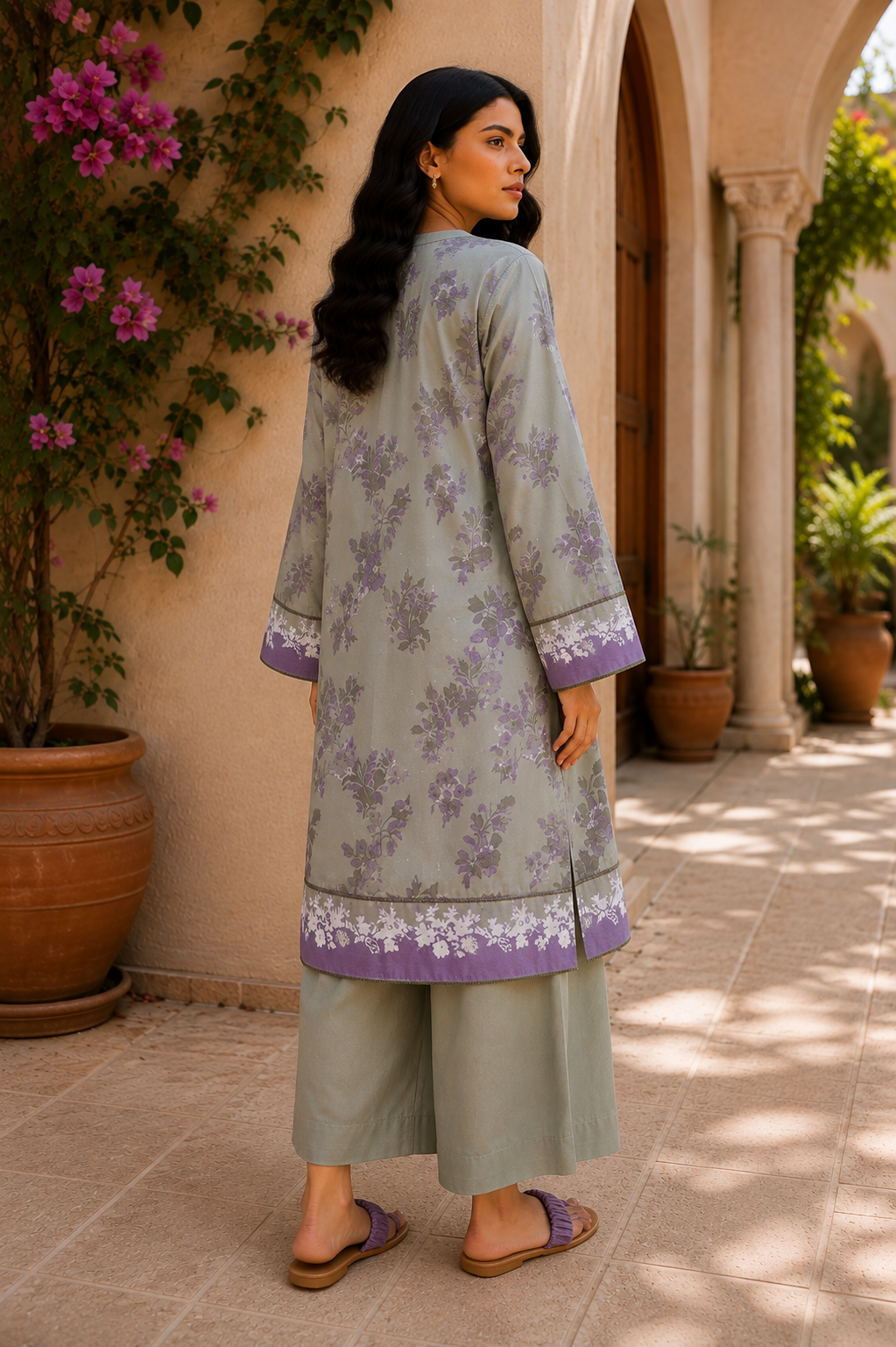 Alkaram 3-Piece Printed Lawn Suit – Unstitched Printed Shirt, Lawn Dupatta & Dyed Trouser